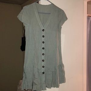 Light green button up dress